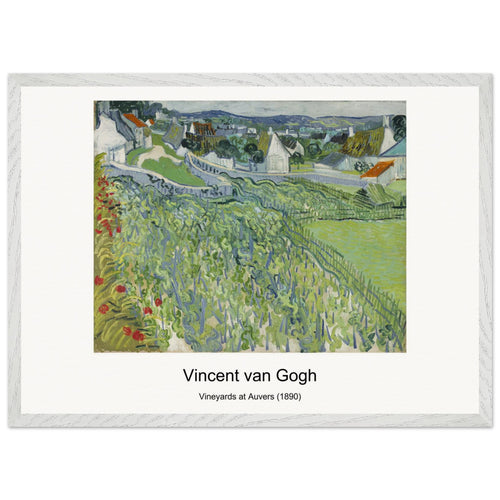 Vineyards at Auvers (1890) by Vincent van Gogh. Archival Print on Museum Quality Matte Paper. Premium Wood Framed Wall Art. Original Aspect Ratio