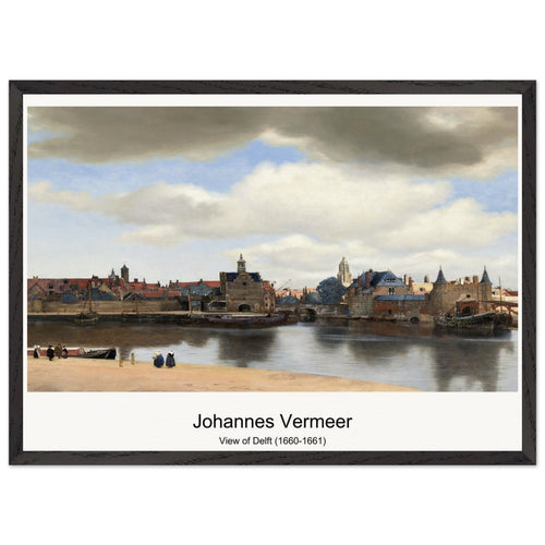 View of Delft (1660-1661) by Johannes Vermeer. Archival Print on Museum Quality Matte Paper. Premium Wood Framed Wall Art. Optimised Aspect Ratio.
