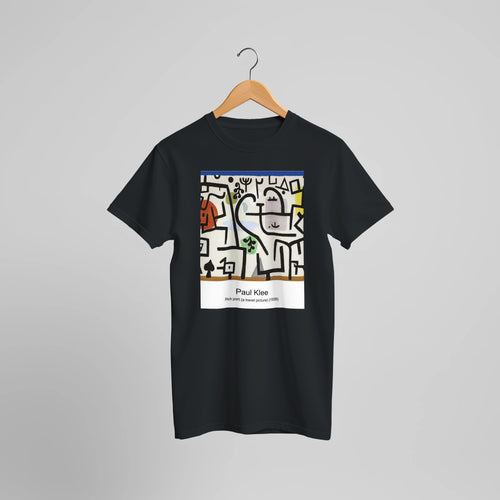 Fairy tales of the north (1930) by Paul Klee. Custom Print on a 100% Airlume Combed and Ring-Spun Cotton Unisex Crewneck T-shirt Optimised Aspect Ratio.