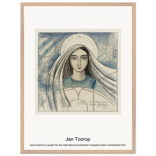 Detailed design of a woman's head for a poster for the International Eucharistic Congress held in Amsterdam from 22-27 July 1924 (1924) by Jan Toorop. Archival Print on Museum Quality Matte Paper. Premium Wood Framed Wall Art. Original Aspect Ratio