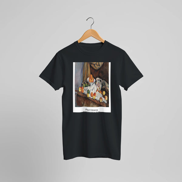 A Table Corner (Un coin de table) (ca. 1895) by Paul Cézanne. Custom Print on a 100% Airlume Combed and Ring-Spun Cotton Unisex Crewneck T-shirt Optimised Aspect Ratio.
