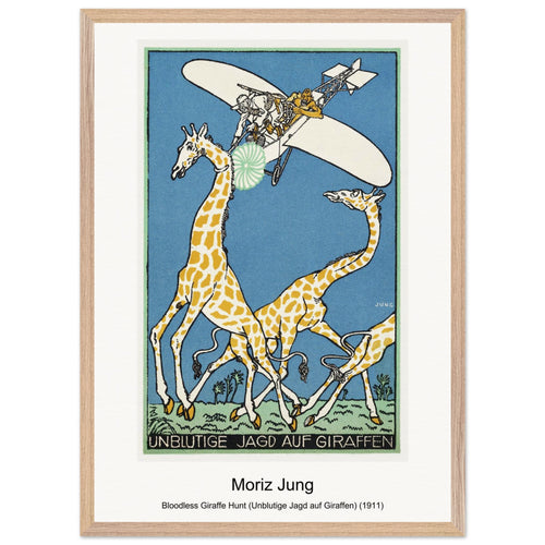 Bloodless Giraffe Hunt (Unblutige Jagd auf Giraffen) (1911) by Moriz Jung. Archival Print on Museum Quality Matte Paper. Premium Wood Framed Wall Art. Original Aspect Ratio