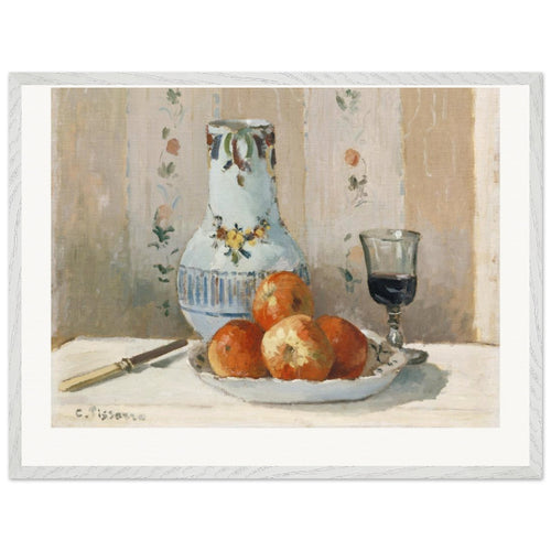 Still Life with Apples and Pitcher (1872) by Camille Pissarro. Archival Print on Museum Quality Matte Paper. Premium Wood Framed Wall Art. Original Aspect Ratio