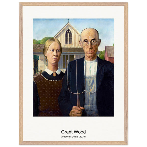 American Gothic (1930) by Grant Wood. Archival Print on Museum Quality Matte Paper. Premium Wood Framed Wall Art. Original Aspect Ratio