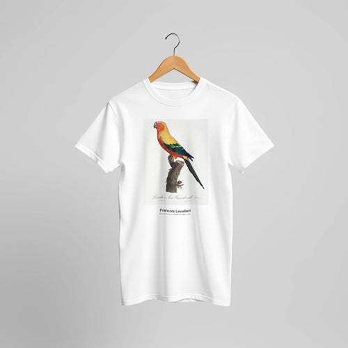 Natural History of Parrots (1801-1805) by François Levaillant. Custom Print on a 100% Airlume Combed and Ring-Spun Cotton Unisex Crewneck T-shirt Original Aspect Ratio