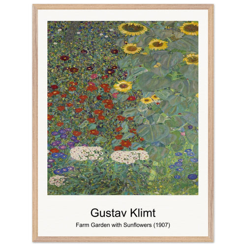 Farm Garden with Sunflowers (1907) by Gustav Klimt. Archival Print on Museum Quality Matte Paper. Premium Wood Framed Wall Art. Optimised Aspect Ratio.