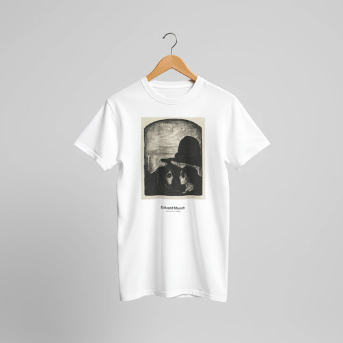 Attraction I (1896) by Edvard Munch. Custom Print on a 100% Airlume Combed and Ring-Spun Cotton Unisex Crewneck T-shirt Original Aspect Ratio