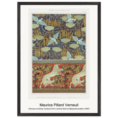 Chevaux et arbres, bordure from L'animal dans la décoration (1897) by Maurice Pillard Verneuil. Archival Print on Museum Quality Matte Paper. Premium Wood Framed Wall Art. Original Aspect Ratio