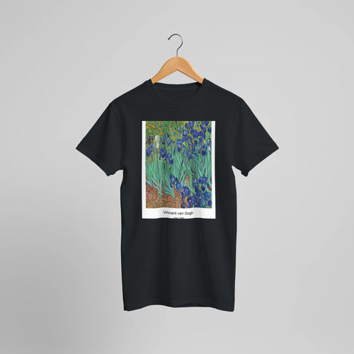 Bowl With Sunflowers Roses And Other Flowers (1886) by Vincent van Gogh. Custom Print on a 100% Airlume Combed and Ring-Spun Cotton Unisex Crewneck T-shirt Optimised Aspect Ratio.