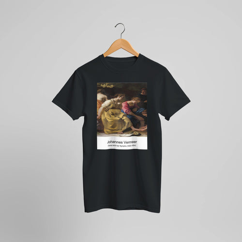 Diana and her Nymphs (1653-1654) by Johannes Vermeer. Custom Print on a 100% Airlume Combed and Ring-Spun Cotton Unisex Crewneck T-shirt Optimised Aspect Ratio.