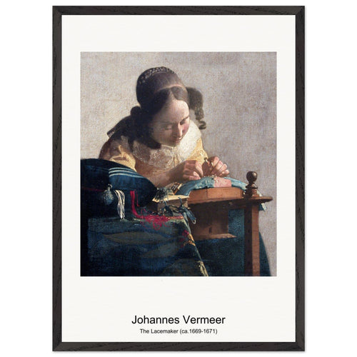 The Lacemaker (ca. 1669-1671) by Johannes Vermeer. Archival Print on Museum Quality Matte Paper. Premium Wood Framed Wall Art. Original Aspect Ratio