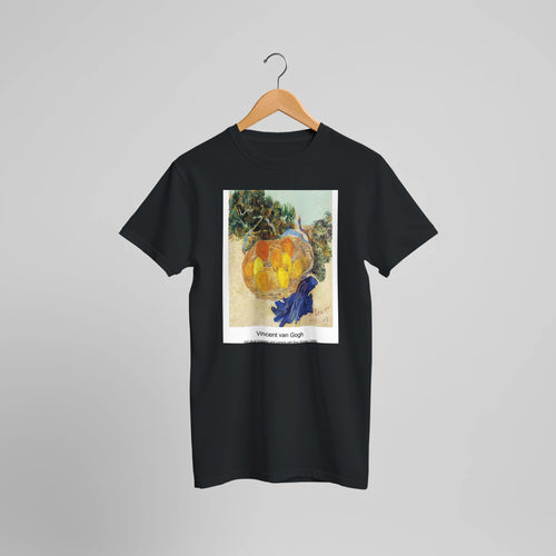 The Drinkers (1890) by Vincent van Gogh. Custom Print on a 100% Airlume Combed and Ring-Spun Cotton Unisex Crewneck T-shirt Optimised Aspect Ratio.