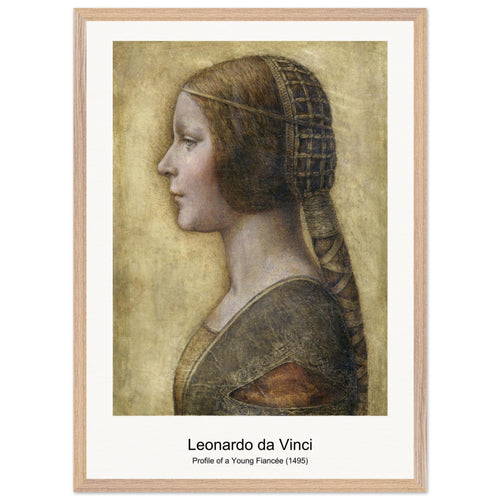 Profile of a Young Fiancée (1495) by Leonardo da Vinci. Archival Print on Museum Quality Matte Paper. Premium Wood Framed Wall Art. Original Aspect Ratio
