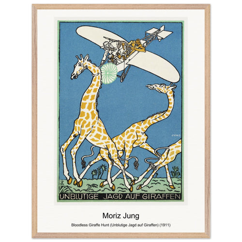 Bloodless Giraffe Hunt (Unblutige Jagd auf Giraffen) (1911) by Moriz Jung. Archival Print on Museum Quality Matte Paper. Premium Wood Framed Wall Art. Optimised Aspect Ratio.
