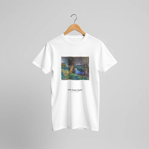 At Calcot (1885-1890) by John Singer Sargent. Custom Print on a 100% Airlume Combed and Ring-Spun Cotton Unisex Crewneck T-shirt Original Aspect Ratio