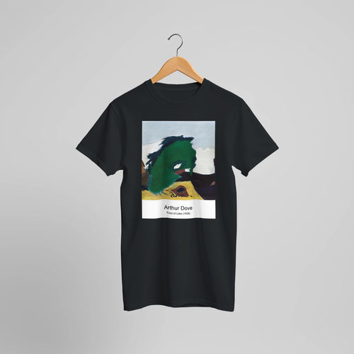 Foot of Lake (1938) by Arthur Dove. Custom Print on a 100% Airlume Combed and Ring-Spun Cotton Unisex Crewneck T-shirt Optimised Aspect Ratio.