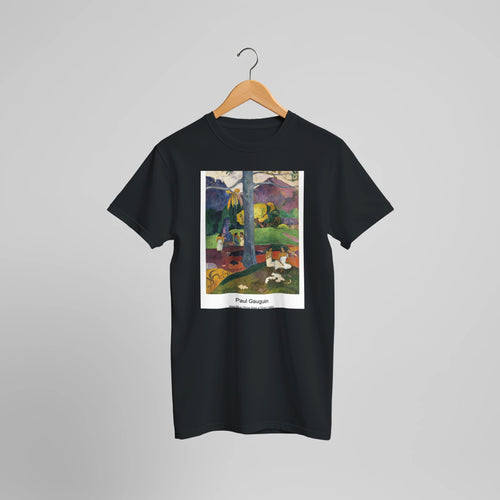 Fruit Dish (1890) by Paul Gauguin. Custom Print on a 100% Airlume Combed and Ring-Spun Cotton Unisex Crewneck T-shirt Optimised Aspect Ratio.