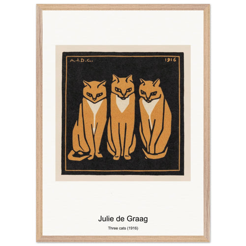 Three cats (1916) by Julie de Graag. Archival Print on Museum Quality Matte Paper. Premium Wood Framed Wall Art. Original Aspect Ratio