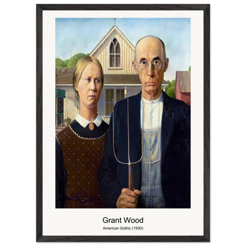 American Gothic (1930) by Grant Wood. Archival Print on Museum Quality Matte Paper. Premium Wood Framed Wall Art. Optimised Aspect Ratio.