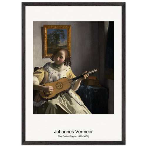 The Guitar Player (1670-1672) by Johannes Vermeer. Archival Print on Museum Quality Matte Paper. Premium Wood Framed Wall Art. Original Aspect Ratio