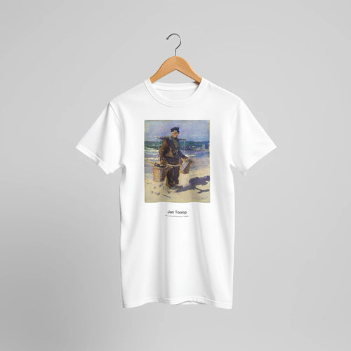 The Shell Fisherman (1904) by Jan Toorop. Custom Print on a 100% Airlume Combed and Ring-Spun Cotton Unisex Crewneck T-shirt Original Aspect Ratio