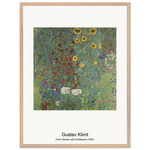 Farm Garden with Sunflowers (1907) by Gustav Klimt. Archival Print on Museum Quality Matte Paper. Premium Wood Framed Wall Art. Original Aspect Ratio