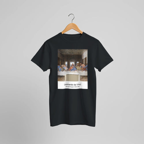 The Last Supper (1495-1498) by Leonardo da Vinci. Custom Print on a 100% Airlume Combed and Ring-Spun Cotton Unisex Crewneck T-shirt Optimised Aspect Ratio.