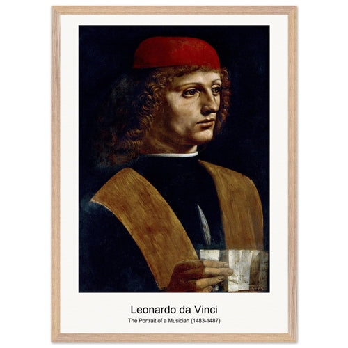 The Portrait of a Musician (1483-1487) by Leonardo da Vinci. Archival Print on Museum Quality Matte Paper. Premium Wood Framed Wall Art. Optimised Aspect Ratio.