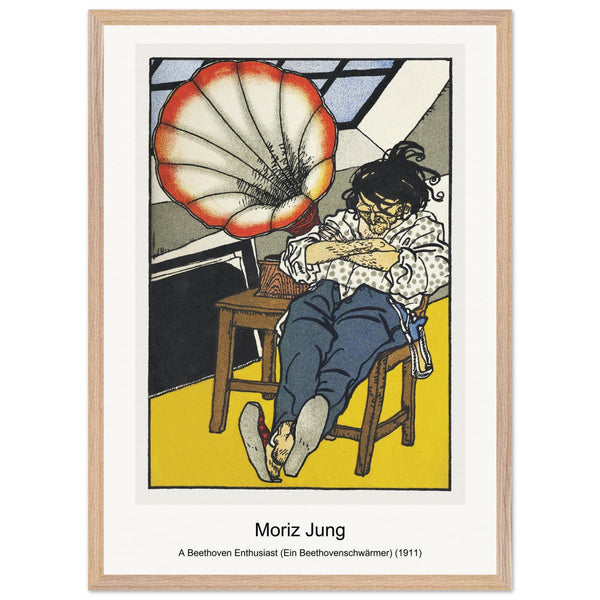 A Beethoven Enthusiast (Ein Beethovenschwärmer) (1911) by Moriz Jung. Archival Print on Museum Quality Matte Paper. Premium Wood Framed Wall Art. Optimised Aspect Ratio.