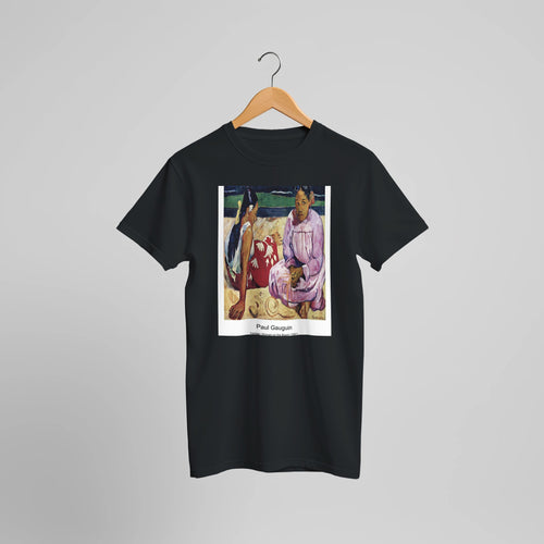 We Shall Not Go to Market Today (1892) by Paul Gauguin. Custom Print on a 100% Airlume Combed and Ring-Spun Cotton Unisex Crewneck T-shirt Optimised Aspect Ratio.