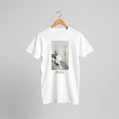 Common and Golden Carp (1935) by Ohara Koson. Custom Print on a 100% Airlume Combed and Ring-Spun Cotton Unisex Crewneck T-shirt Original Aspect Ratio