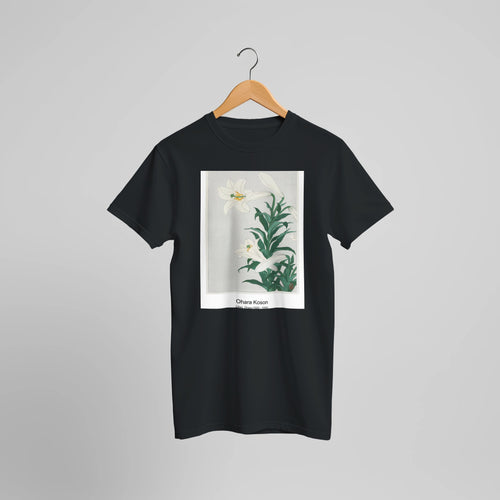Monkey in cockatoo (1900 - 1930) by Ohara Koson. Custom Print on a 100% Airlume Combed and Ring-Spun Cotton Unisex Crewneck T-shirt Optimised Aspect Ratio.