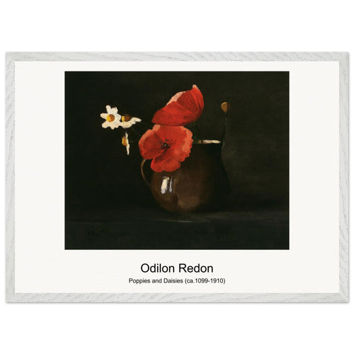 Poppies and Daisies (ca. 1099-1910) by Odilon Redon. Archival Print on Museum Quality Matte Paper. Premium Wood Framed Wall Art. Original Aspect Ratio