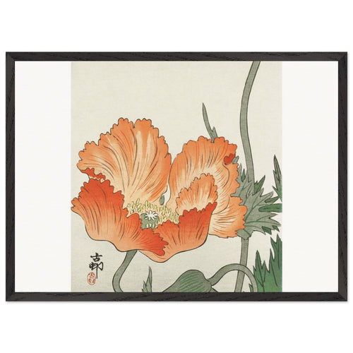 Two Mallards near a Snow-Covered Lotus (1925 - 1936) by Ohara Koson. Archival Print on Museum Quality Matte Paper. Premium Wood Framed Wall Art. Original Aspect Ratio